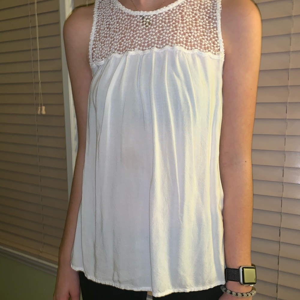 White tank top with shoulder detail